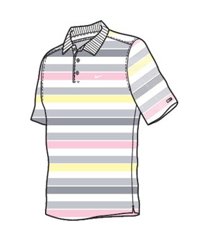 Nike Mens TW Dri-Fit Fine Rugby Stripe Polo Shirt
