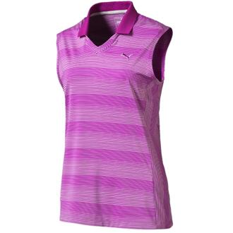 puma ladies dense stripe sleeveless polo shirt