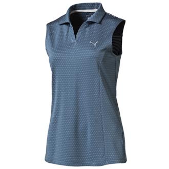 puma ladies polka stripe sleeveless polo shirt