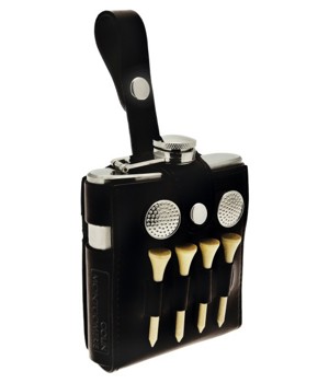 Leather Hip Flask & Tees (Colin Montgomerie Collection)