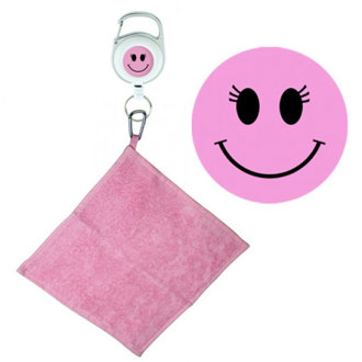 pink smiley face retractable towel