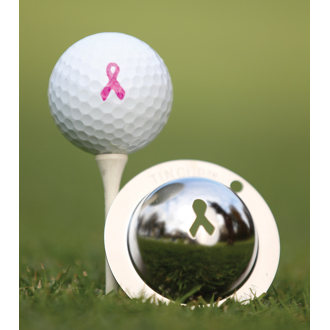 tin cup ball marker   breast cancer awareness
