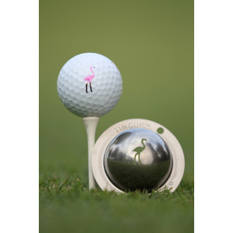 tin cup ball marker   pink flamingo