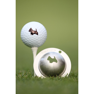 Tin cup ball marker   scotty the terrier van kantoor artikelen tip.