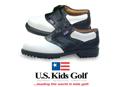 US Kids Black Saddle Junior Golf Shoes