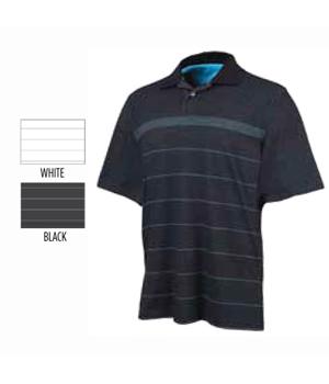 Ashworth Mens Button High Twist Stripe Polo Shirt
