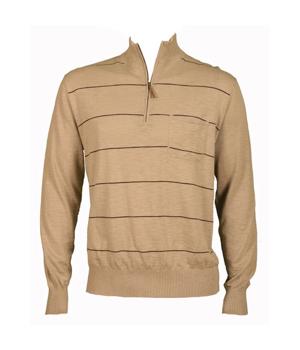 Ashowrth Mens Cotton 1/4 Zip Stripe Sweater