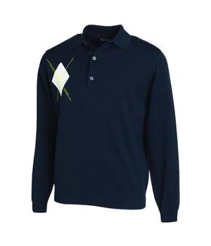 Ashworth Mens Long Sleeve Merino Polo Shirt