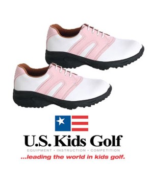 US Kids Girls Spiked Golf Shoes (Pink/White)