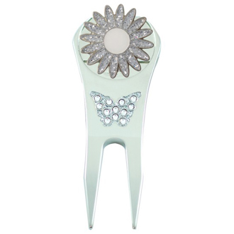 pitchfork with swarovski crystal butterfly ball marker
