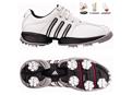 Adidas Junior Tour Traxion Golf Shoes (White/Metallic Silver)