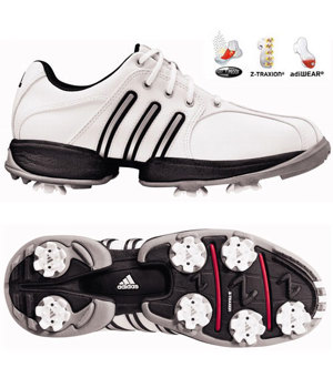 Adidas Junior Tour Traxion Golf Shoes (White/Metallic Silver)