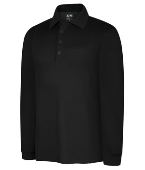 Adidas Mens ClimaLite Warm Long Sleeve Textured Pocket Polo Shirt