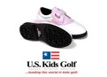 US Kids Girls Pink Spikless Velcro Golf Shoes