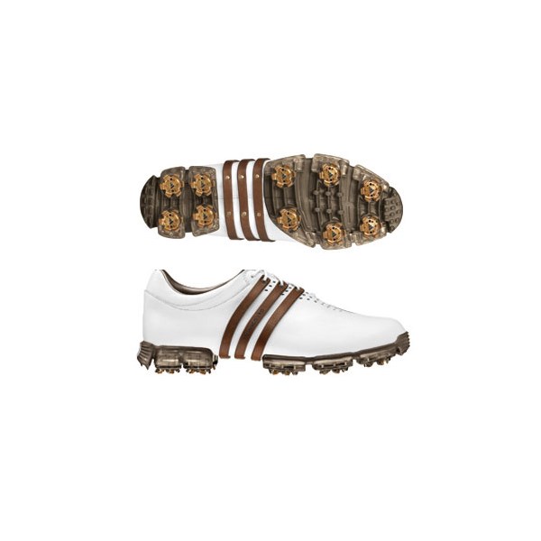 adidas Tour 360 Limited Golf Shoes (White/White/Brown) Wide