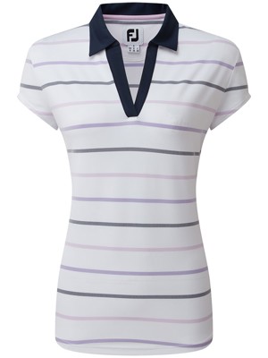 FootJoy Ladies Cap Sleeve Birdseye Stripe Smooth Jacquard Polo Shirt