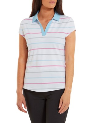 FootJoy Ladies Cap Sleeve Birdseye Stripe Smooth Jacquard Polo Shirt