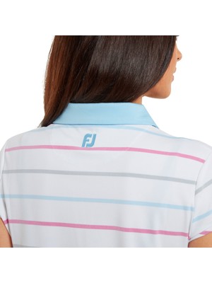 FootJoy Ladies Cap Sleeve Birdseye Stripe Smooth Jacquard Polo Shirt