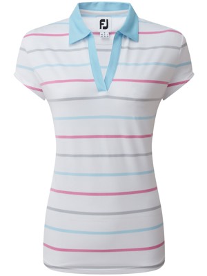 FootJoy Ladies Cap Sleeve Birdseye Stripe Smooth Jacquard Polo Shirt