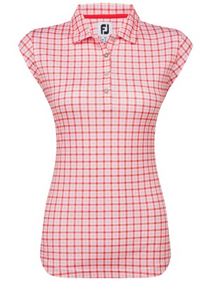 FootJoy Ladies Gingham Print Interlock Short Sleeved Polo Shirt