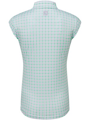 FootJoy Ladies Gingham Print Interlock Short Sleeved Polo Shirt