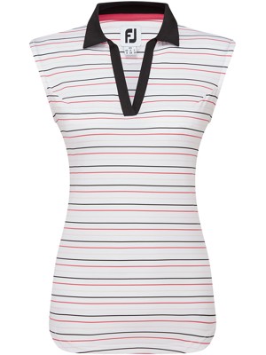 FootJoy Ladies Striped Lisle Sleeveless Polo Shirt