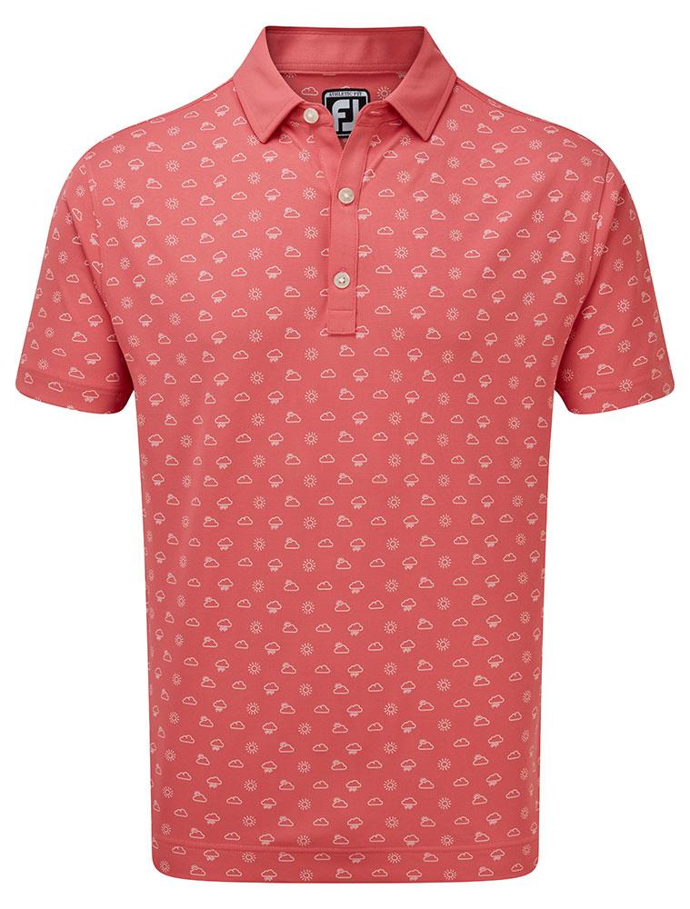 FootJoy Mens Smooth Pique Weather Print Polo Shirt Golfonline