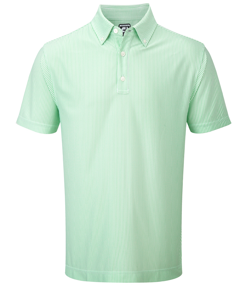 FootJoy Oxford Knit Vertical Stripe with Button Down Collar