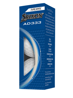Srixon AD333 Pure White Golf Balls (12 Balls) - Prior Gen