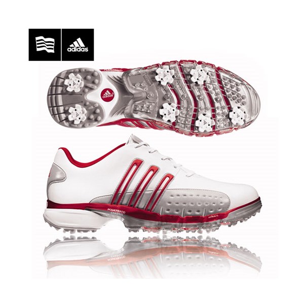 adidas Powerband Golf Shoes (White/Power-Red/Silver)