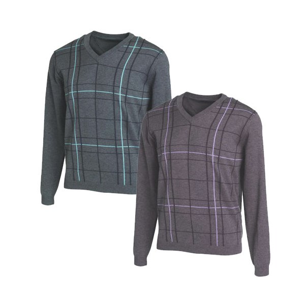 Ashworth Mens Cotton Pattern V-Neck Sweater