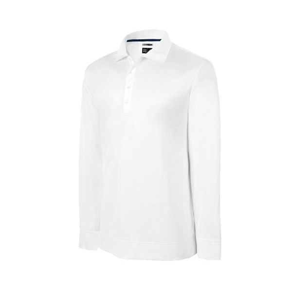 adidas Mens ClimaLite Pinstripe Textured Polo Shirt (Long Sleeve)
