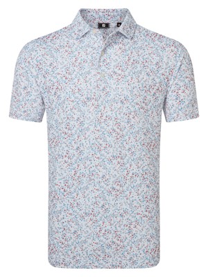 FootJoy Mens Watercolour Floral Print Pique Polo Shirt