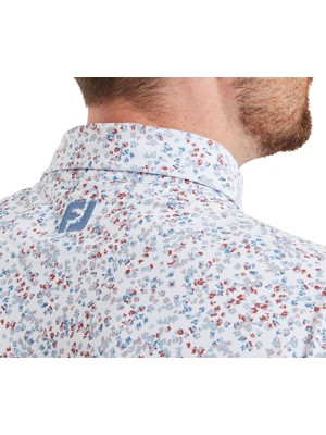 FootJoy Mens Watercolour Floral Print Pique Polo Shirt