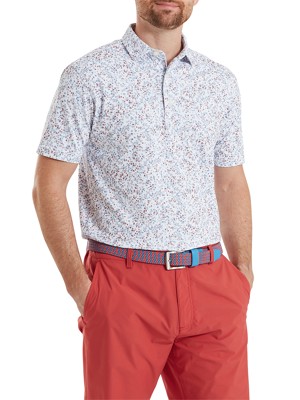 FootJoy Mens Watercolour Floral Print Pique Polo Shirt
