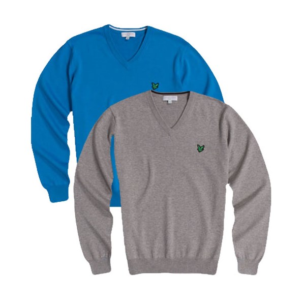 Lyle and Scott Mens Green Eagle V-Neck Sweater 
