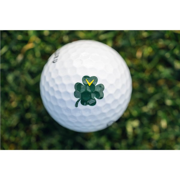 lucky chrome tour golf ball on course 2153
