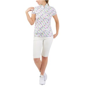 Pure Golf Ladies Rise Cap Sleeve Polo Shirt - Ethereal Bouquet