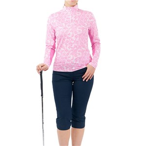 Pure Golf Ladies Balance Long Sleeve Mid Layer Quarter Zip Top -  Candy Pebble