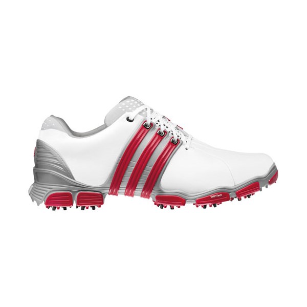 adidas Tour 360 4.0 Golf Shoes (White/Red/Metallic Silver)