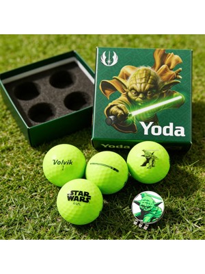 Volvik Vivid Soft Star Wars Yoda Golf Ball & Marker Gift Pack (4 Balls)
