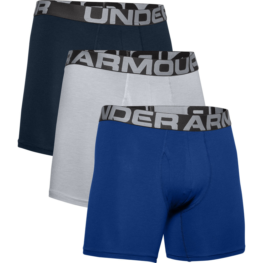 Under Armour Mens Charged Cotton 6-inch Novelty Boxerjocks 3-Pack 