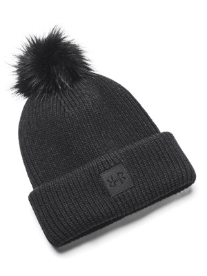 Under Armour Ladies ColdGear Infrared Half Time Ribbed Pom Beanie