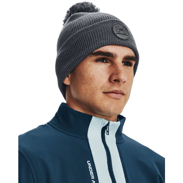 Under Armour Men's UA Coldgear Infrared Driver Pom Beanie - Black 001 -  1373107