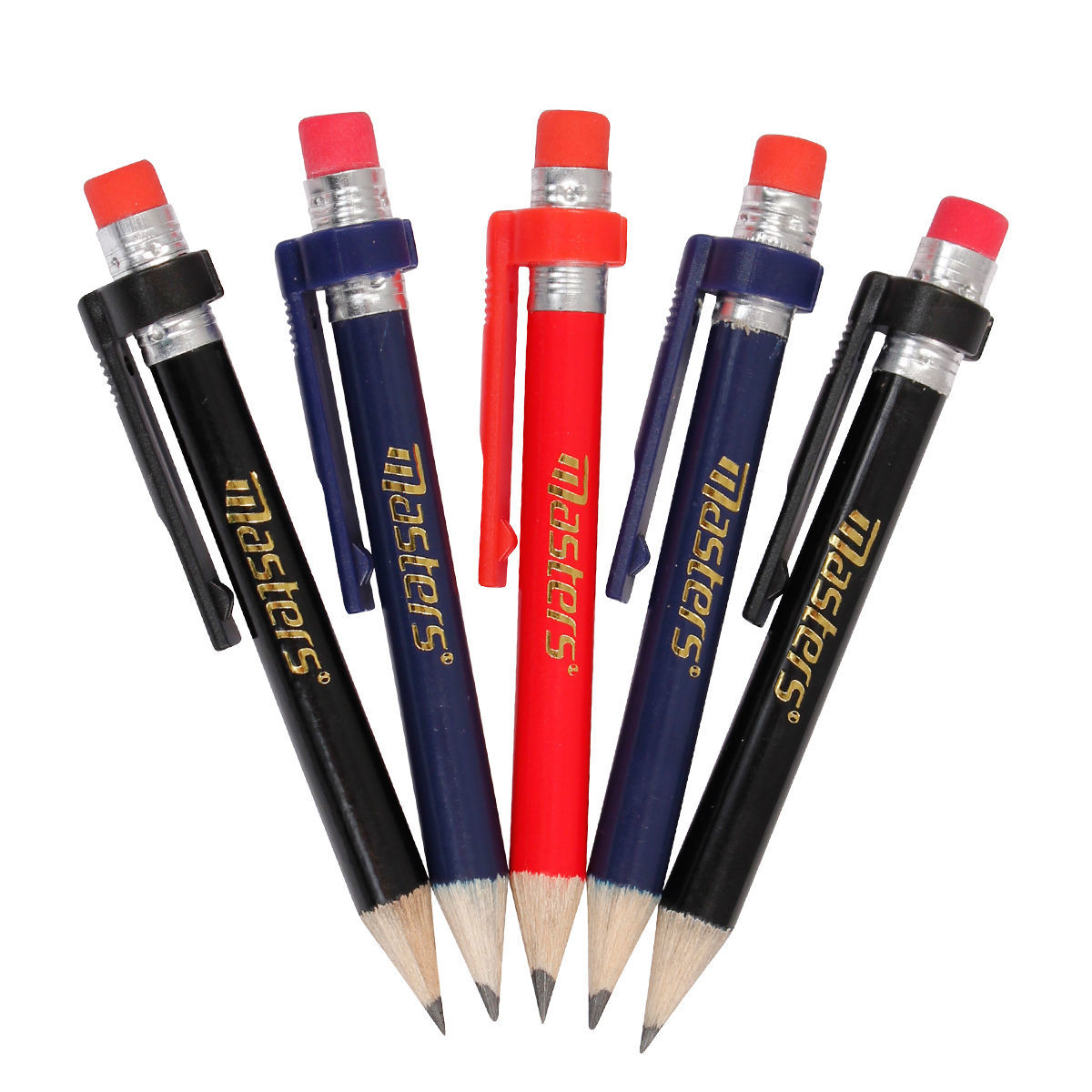 Wood Pencils with Clip and Eraser (5 Pack)