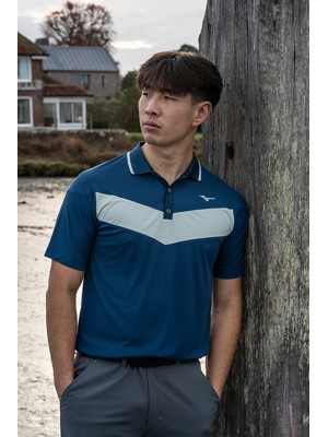 Mizuno Mens Block Interlock Short Sleeve Polo Shirt