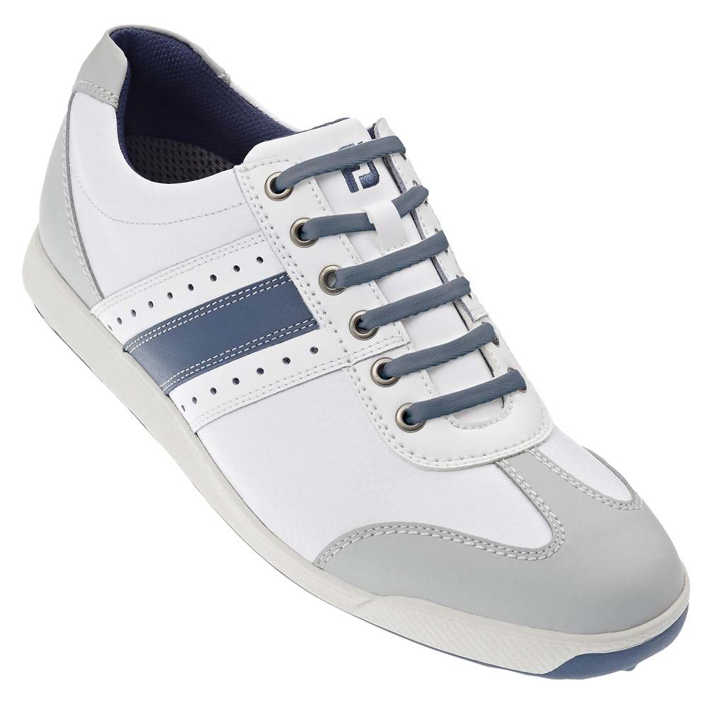 FootJoy Mens Contour Casual Spikeless Golf Shoes (White/Blue/Grey) 2013