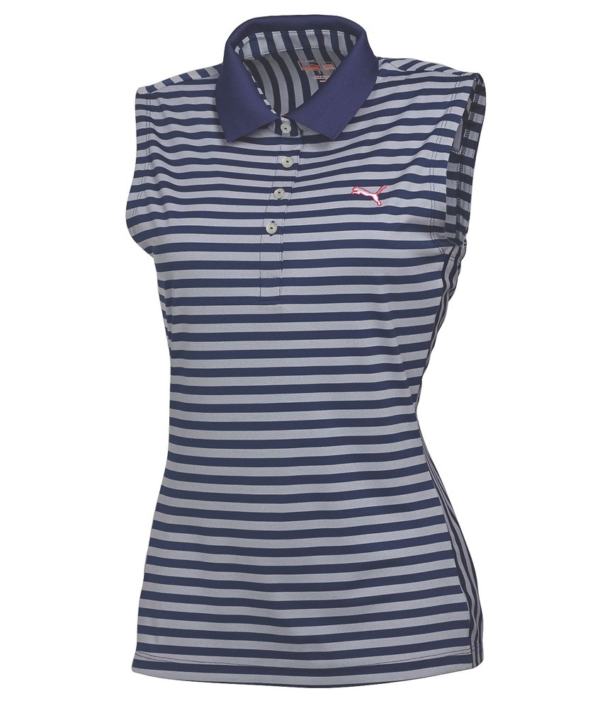 Puma Golf Ladies Stripe Sleeveless Polo Shirt | GolfOnline