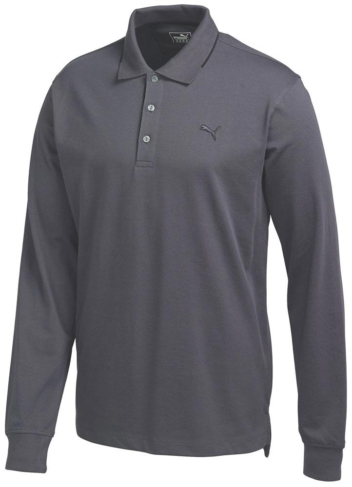 Puma Mens Long Sleeve Solid Polo Shirt
