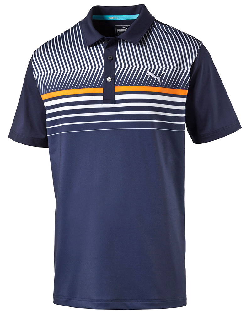 Puma Golf Mens PWRCOOL Surface Stripe Polo Shirt